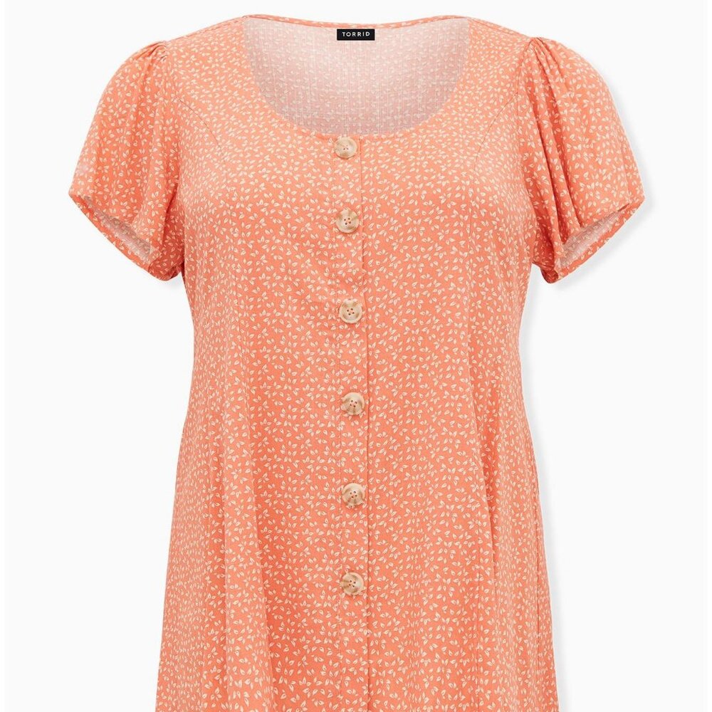 Torrid Fit And Flare Rayon Slub Button-Front Top